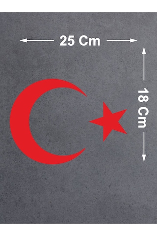 Türk Bayrağı Ay Yıldız Sticker - Araba Oto Motosiklet Karavan Sticker - 00323 25x18 Cm
