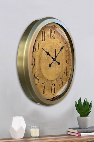 52 Cm Eskitme Metal Retro Duvar Saati Çok Renkli