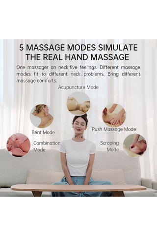 Maiyame Lg A5 Boyun Massaj Cihazı: Katlanabilir Mini Tasarım, Düşük Frekanslı Darbe, 42 C Sabit Isı, 5 Mod, 15 Seviye Güç, 15 Dakika Zamanlayıcı Gömülü Pil Beyaz Çok Renkli