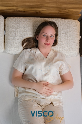 Visco Yastık Norma Uzun Klasik Ergonomik Keten Kılıflı 80x40x12cm