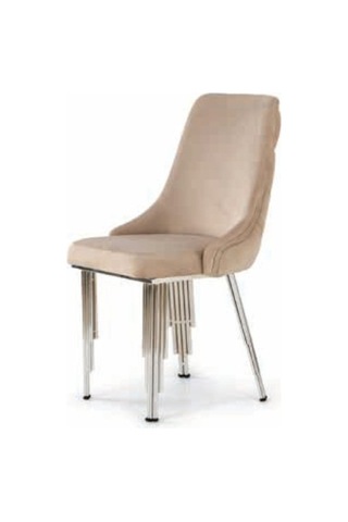 Bera Piyona Ayak - Krom Athena Sandalye Bej