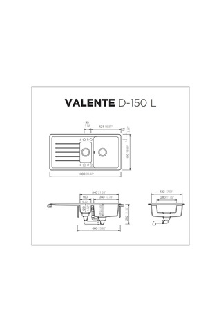 Ukinox Valente D-150L Beyaz Granit Eviye