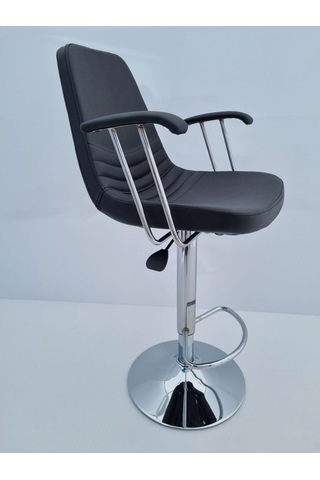 Bintaşmobilya Siyah Deri Rahat Kollu Bar Sandalyesi