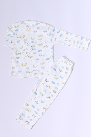 Hçm Bebek Pamuk Pijama Takımı Tenkli Baskılı Bisiklet Yaka A2 Mavi