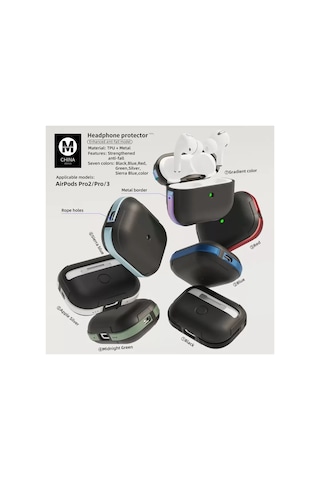 Movenchy Apple Airpods Uyumlu - Pro 2 2.nesil Mo-a8 Armor Kılıf - Koyu Yeşil Belirtilmemiş