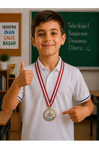 Okuyorum Yazıyorum Öğretmenimden Aferin Madalyası - Dijital Baskılı 1. Kalite Madalya Altın