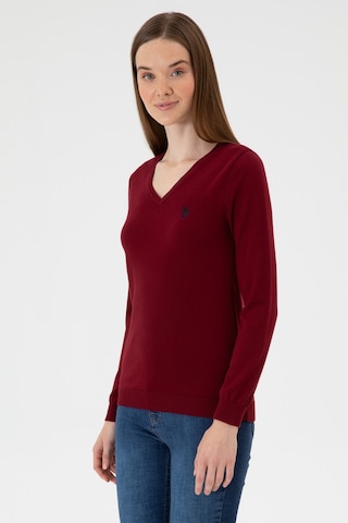 U.S. Polo Assn. Kadın Bordo V Yaka Basic Kazak 50313590-VR014
