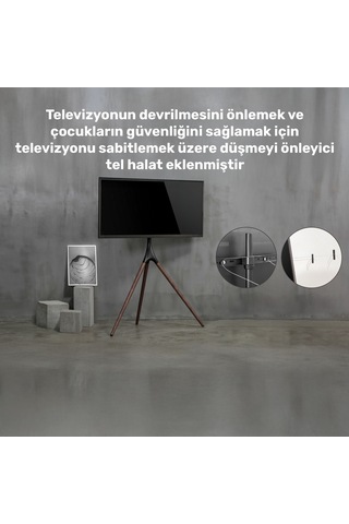 Npo Std1246f 45"-65" Vesa Uyumlu Ahşap Ayaklı 360 Dönebilen Dekoratif Taşınabilir Tv Standı