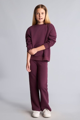 Defacto Bisiklet Yaka Sweatshirt Ve Nervürlü Pantolon 2li Takım Kız Çocuk I3868a826aupr217 Mor-pr217
