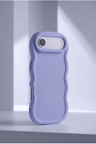 Apple iPhone 17 Air Uyumlu Dalgalı Tasarım Kamera Korumalı Mat Silikon Telefon Kılıfı-54151 Mor