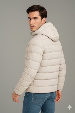 Blayn Jeans Erkek Siyah İçi Polar Kapüşonlu Şişme Günlük Ve Spor Mont Kışlık, Rahat Ve Suya Dayanıklı Krem