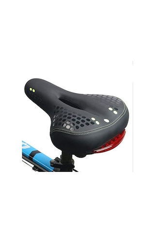 Bisiklet Sele Işıklı Soft Yumuşak Elastomer Yaylı Hava Kanallı Beyaz Benekli