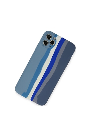 Gld-spt- Newface Apple Uyumlu iPhone 11 Pro Kılıf Ebruli Lansman Silikon - Mavi-gri