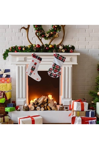 40 Cm Yılbaşı & Christmas Desenli Dekoratif Hediye Kesesi, Noel Ç