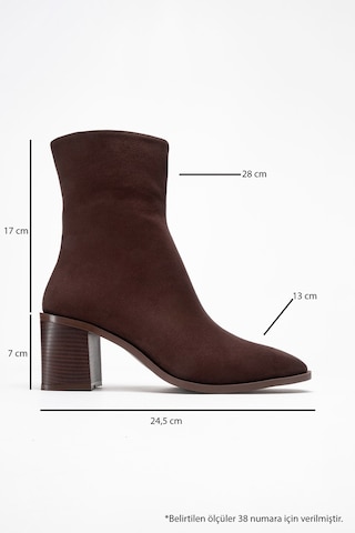 Luvishoes Sıena Kahverengi Süet Kadın Kalın Topuklu Bot Kahverengi