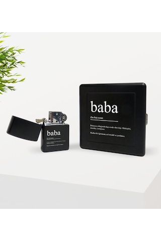Bk Home Baba Tasarımlı Siyah Metal Sigara Tabakası ve Benzinli Ça