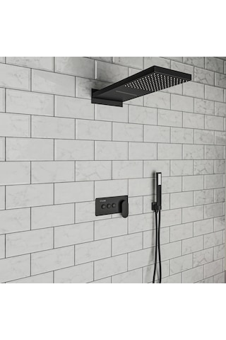 Fause Fau110-B Ankastre Comfort Panel Şelale Duş Seti Siyah