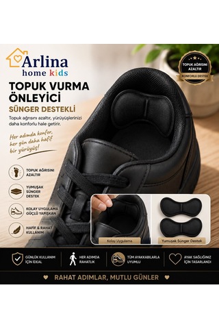 Arlina Home Kids Topuk Vurma Önleyici Sünger Destekli Siyah