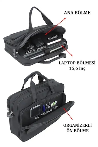 Case Club 104 Siyah 15.6 inç Omuz Askılı Evrak Laptop Çantası Siyah