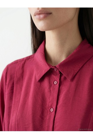 Lcw Everyday Bordo Modal Karışımlı Kadın Gömlek Tunik