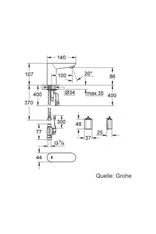 Grohe 36271000 Pilli Tek Su Girişli Fotoselli Lavabo Bataryası
