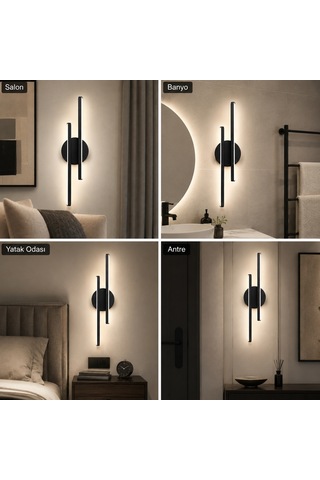 Aden Modern Led Duvar Apliği Günışığı Siyah