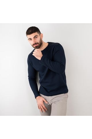 Likralı Erkek Lacivert Sweatshirt