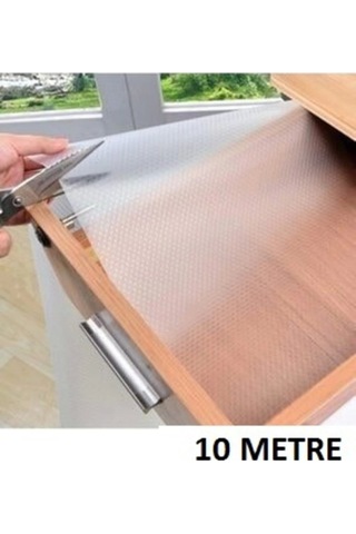 45cm X 10 M Şeffaf Kaydırmaz Raf Dolap Ve Çekmece Örtüsü Ve Maket Bıçağı Beyaz