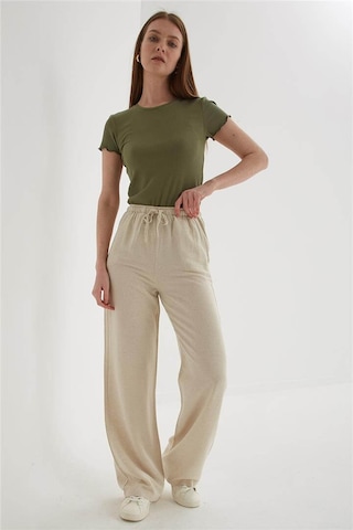 Fashion Friends Geniş Paça Kadın Keten Pantolon 25y0249k1 Ekru