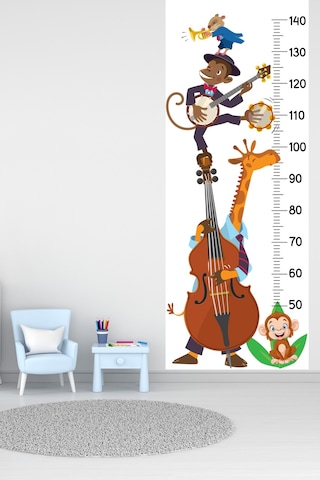 Müzisyen Hayvanlar Boy Ölçer Sticker Boy Ölçüm Cetveli