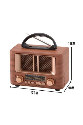 Küçük Mini Boy Retro Ahşap Tasarım Bluetooth Hoparlörlü Radyo - Fm/am Destekli, Şarjlı Ve Taşınabilir Radyo Ns-8108 5250 80142202