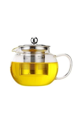 Çıkarılabilir İç Paslanmaz Çelik Süzgeci İle Cam Demlik Üst Güvenli Su Isıtıcısı Şeffaf Ve Gümüş Çaydanlıklar Amber