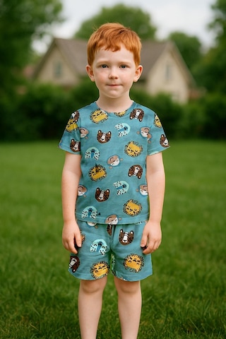 Erkek Çocuk %100 Pamuk Kaplan Metrajlı Şortlu Takım 3-4 Yaş 8-9 Yaş Yeşil