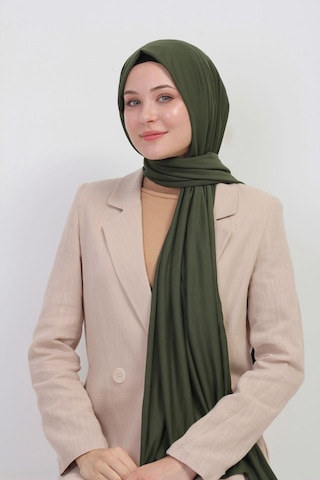 Manolyaşal İslamic Hijab Tesettür Penye Şal - 70 X 180 / Haki Haki