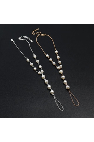 Kadınlar İçin Basit Plaj İnci Halhal, Moda Kişiselleştirilmiş Takı, Çok Yönlü Mizaç Parmak Halhalı Gümüş