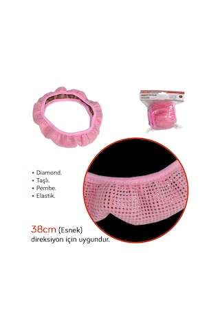 Carub Elastik Direksiyon Kılıfı Diamond 38 Cm Pembe Br1842052 Pembe