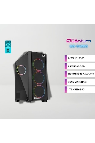 Quantum Gaming QG-9420G QY1609 i5-12500 32 GB 1 TB SSD RTX5060 Dos Masaüstü Oyuncu Bilgisayarı