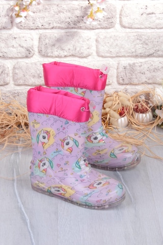 Fort 7061 Pembe Uniko Figürlü İçi Peluşlu Su Geçirmez Kız Çocuk Kar Yağmur Çizmesi Pembe