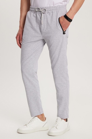 Tudors Unisex Standart Fit Pamuklu 2 İplik Fermuar Cepli Beli Lastikli Bağlamalı Düz Paça Gri Eşofman Altı-34052 gri
