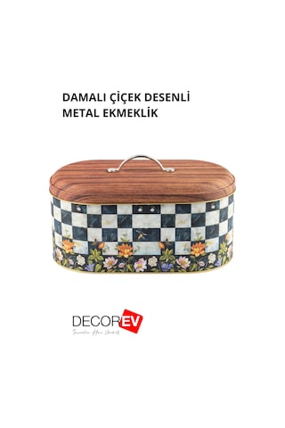 Decorev Metal Ekmeklik Dama Desenli Ekmek Sepeti Saklama Kutusu