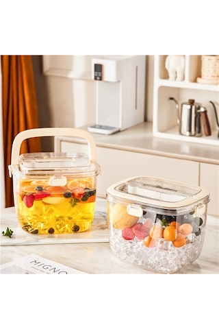 Jialan Bar Buz Kovası Kapaklı Ve Buz Maşası, Taşınabilir Gizli Bej