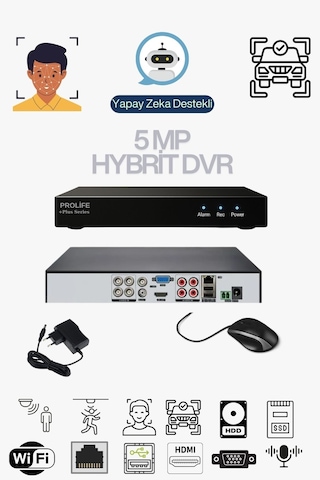 4 Lü Sesli Güvenlik Kamerası 5 Mp Gece Renkli Yüz Ve Araç Tanımalı Full Hd Kamera Sistemi