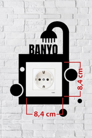 Banyo Tasarım Priz Çerçevesi İç Ölçü 8,4x8,4 Cm Dekoratif Priz - Anahtar Çerçevesi - Duvar Susu
