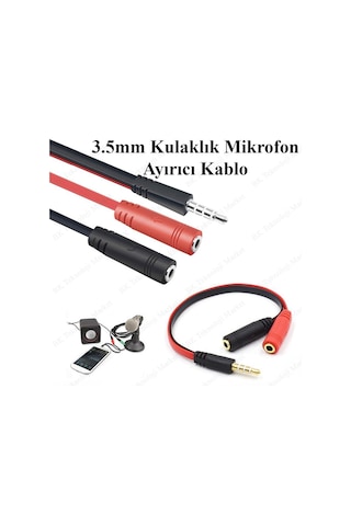 3.5Mm Bilgisayar / Cep Telefonu Kulaklık Mikrofon Ayırıcı Kablo