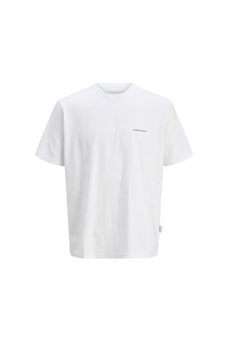 Jack & Jones Erkek Sirt Baskili Bisiklet Yaka Tisört - Split - 12297539 Bright White