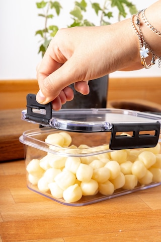 Nandy Home Kilit Kapaklı Kare Clear Saklama Kabı Seti 3'lü 1400 ML Beyaz