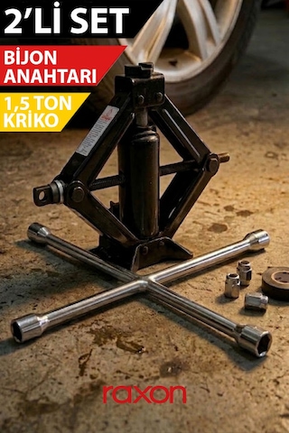 Oto Kriko 1.5 Ton Cırcırlı + 4 Lü Bijon Anahtarı Seti Universal Araç Krikosu Yol Yardım Seti Oto Kriko 1.5 Ton Cırcırlı + 4 Lü Bijon Anahtarı Seti Universal Araç Krikosu Yol Yardım Seti