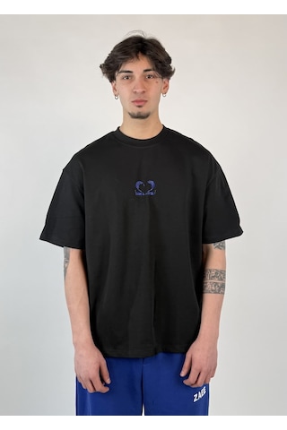 Zaee 2m Motive Taşlı Oversize T-shirt Mavi