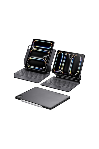iPad Uyumlu  Pro 13" 2024, M4 Rebound Manyetik 360 Klavyeli Kılıf Klavyeli Kılıf