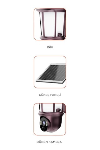 Torima CMR29 Şarjlı Duvar Lambası Görünümlü Dış Mekan Kamerası Akıllı Ip Güneş Enerjili Kamera